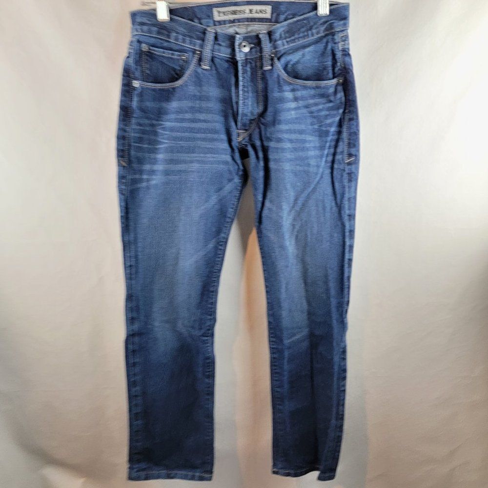 Express Jeans Mens 28x30 Blue Denim Dark Wash Rocco Slim Fit Straight Normcore